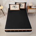 thumbnail image 4 of Homewish Rustic Western Cowboy Zipper Twin Comforter Sets with Fitted Sheet and 2 Pillowcases,Vintage Stars Zipper Bedding Set,Black Orange,Black Reversible,4pcs, 4 of 8