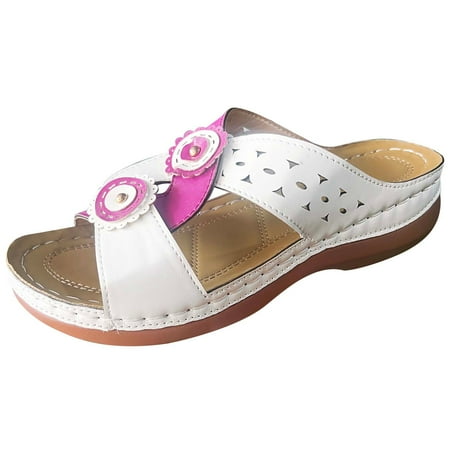 

Women Sandals Clearance 2023! Pejock Women s Platform Wedge Sandals with Arch Support Fashion Flower Decoration Casual Comfortable Slippers Platform Wedge Shoes Non-Slip