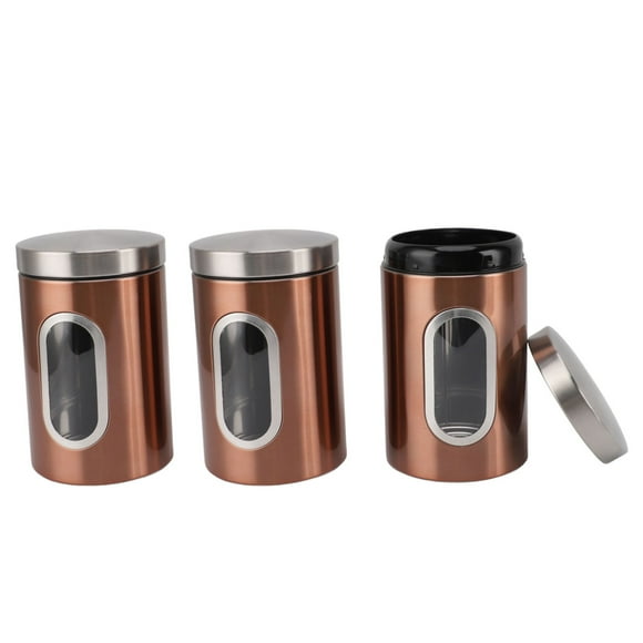 Stainless Steel Airtight Canisters Coffee Storage, Large Capacity Food Grade Container with Visible Window for Coffee Beans Multifunctional Kitchen Canister Set