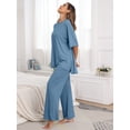 thumbnail image 3 of MINTREUS Lounge Sets for Women Knit Short Sleeve Tops and Long Pants Soft Comfy Pajamas Set Oversized 2 Piece Outfits S-4X, 3 of 8