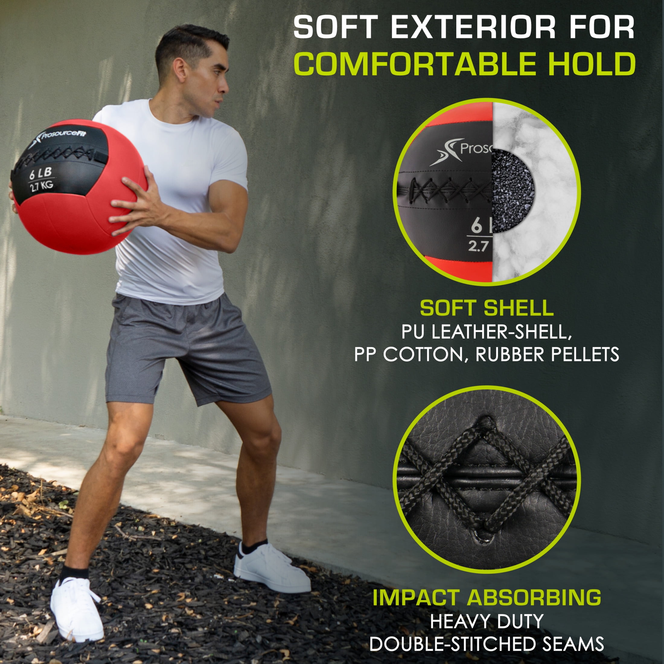 ProsourceFit Soft Medicine Balls with Color-Coded Weights, 6 lb