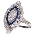 thumbnail image 2 of Antique Filigree Victorian Sterling Silver Blue Sapphire Diamond Ring, 2 of 2