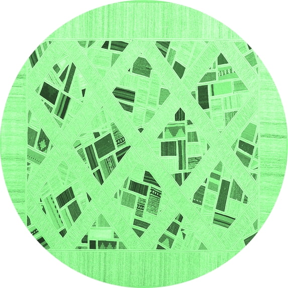 Ahgly Company Indoor Round Solid Emerald Green Modern Area Rugs, 6' Round