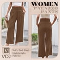 thumbnail image 3 of VDJ Womens Casual Pants Elastic High Waist Summer Coffee Lounge Pants Lightweight Flowy Beach Trousers Clothing, 3 of 8