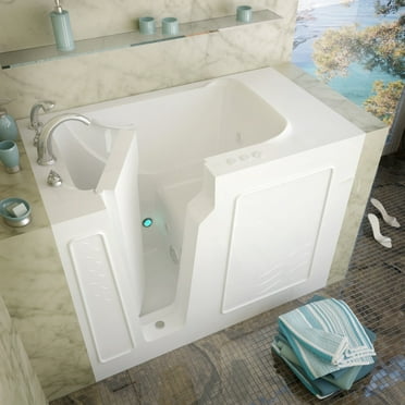 Meditub 2952Lh 52" Fiberglass Whirlpool Walk In Tub For Alcove Installations - White