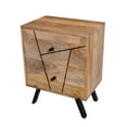 thumbnail image 2 of Jae 23 Inch Modern Industrial Mango Wood Nightstand, 2 Drawers, Black and Brown- Saltoro Sherpi, 2 of 5