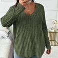 thumbnail image 2 of Towmus Womens Sweaters, Long Sleeve V Neck Lightweight Plus Size Pullover Tops Fall Blouse Army Green Size 5XL, 2 of 6