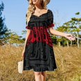 thumbnail image 4 of Vestido elegante de manga corta en color rojo, negro y gris de Bentwood Box para mujer, verano ., 4 of 7