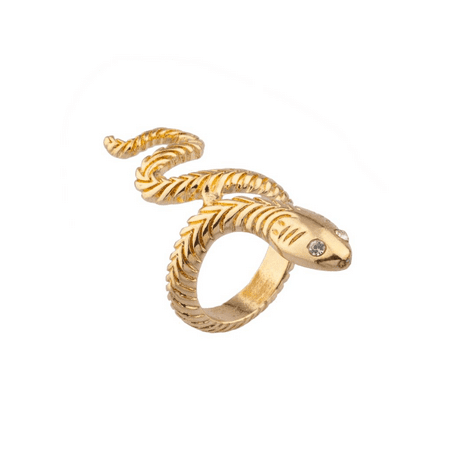 - Lux Accessories Wrap Around Serpent Snake Pave Eyes Sized Ring