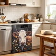 thumbnail image 2 of Dishwasher Magnet Cover, Highland Cow Flower Decorative Refrigerator Magnet, 23 x 26 Inch Trimmable Dishwasher Front Panel Cover for Home Kitchen Laundry Decorations, Easy Clean, 2 of 6