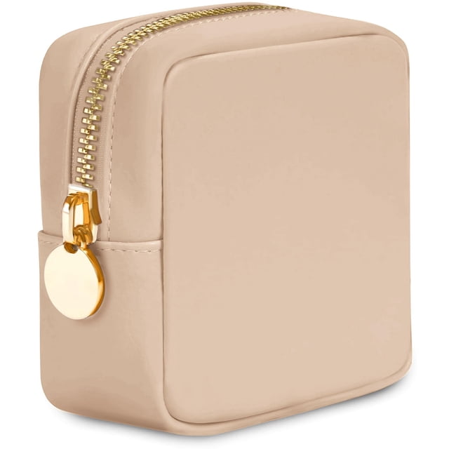 Bolsa de maquillaje DANCOUR pequeña minibolsa de viaje para cosméticos, color beige