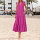 thumbnail image 2 of Vestido fluido con cuello en V y corte en A para mujer - Ligero, ideal para la playa o el brunch, poliéster y spandex, tallas S-XXXL, 2 of 4