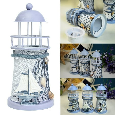 1-4pcs Mediterranean Iron House Lighthouse Lantern Tealight Holder Candle Holder Candleholder Candlestick Candelabrum Christmas Gift Decor 4pcs of 20%