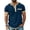Navy, variant on Mens Henley Shirts Cotton Linen Short Sleeve Casual Summer Basic T Shirt Button Color Block Lightweight Tee Tops with Pocket