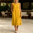 thumbnail image 4 of Bxsruta Womens Casual Dress Sleeveless Midi Sundress Loose Summer Beach Dresses with Pockets, 4 of 8