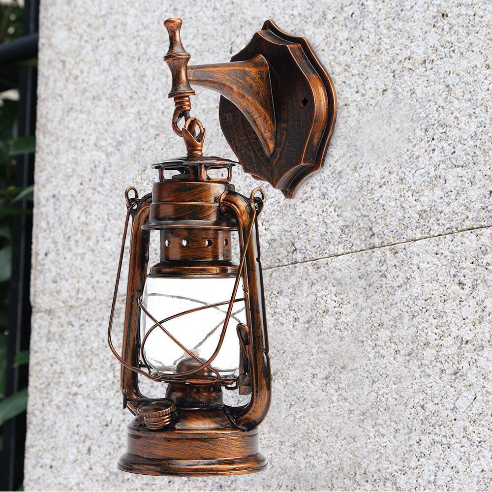 5W Vintage Wall Light Shade, E27 Bulb Holder, Lantern Sconce Lampshade for Outdoor Porch, 165-265V, Bronze