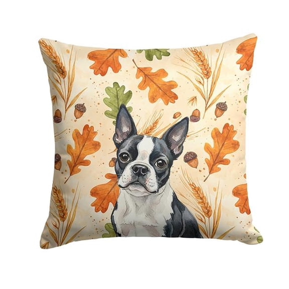 Carolines Treasures WDK7732PW1414 14 x 14 in. Boston Terrier Heirloom Fall Throw Pillow