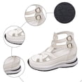 thumbnail image 5 of Rokment Platform Wedge Gladiator Sandals for Women Vintage Casual Leather Closed Toe Chunky Height Increasing Comfortable Non Slip Walking Work Sneakers Summer Shoes White Size 9, 5 of 8
