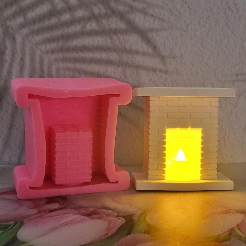Osdhezcn Fireplaces Candle Holder Mold Silicone Mould Gypsum Resin Craft Molds Wedding