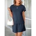 thumbnail image 6 of Women Loungewear Set Short Sleeve Tops & Shorts 2 Piece Outfits Set with Pockets, 6 of 6