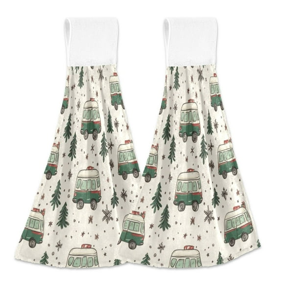 2 Bathroom Towels Kitchen Towels 18.2x14In Velcro Hand Wipes Dish Cloths & Dish Towels Washroom Towels Face Towel Hand Wipes Christmas Truck Seamless