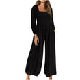 thumbnail image 2 of jjayotai Womens Jumpsuit, Casual Loose Jumpsuit Long Sleeved Wide Leg Trouser With Pockets Black XXXXXL, 2 of 6
