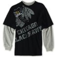 thumbnail image 1 of Reebok Chicago Blackhawks Layered Graphic playera para mujer, negro, pequeño Reebok Camiseta gráfica, 1 of 1