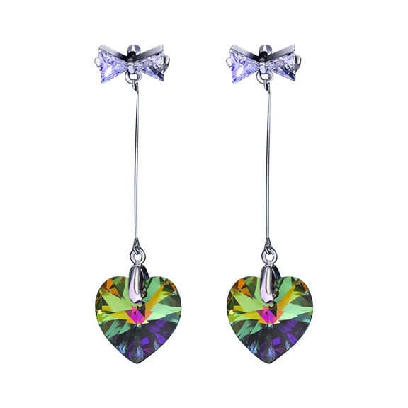 Wioihee Boho Female Crystal White Heart Drop Earrings Silver Color Zircon Stone Small Hanging Dangle Earrings for Women