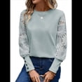 thumbnail image 1 of Top de Cuello Redondo con Encaje Bordado y Larga en Color Liso para Mujer Lago Azul M, 1 of 8