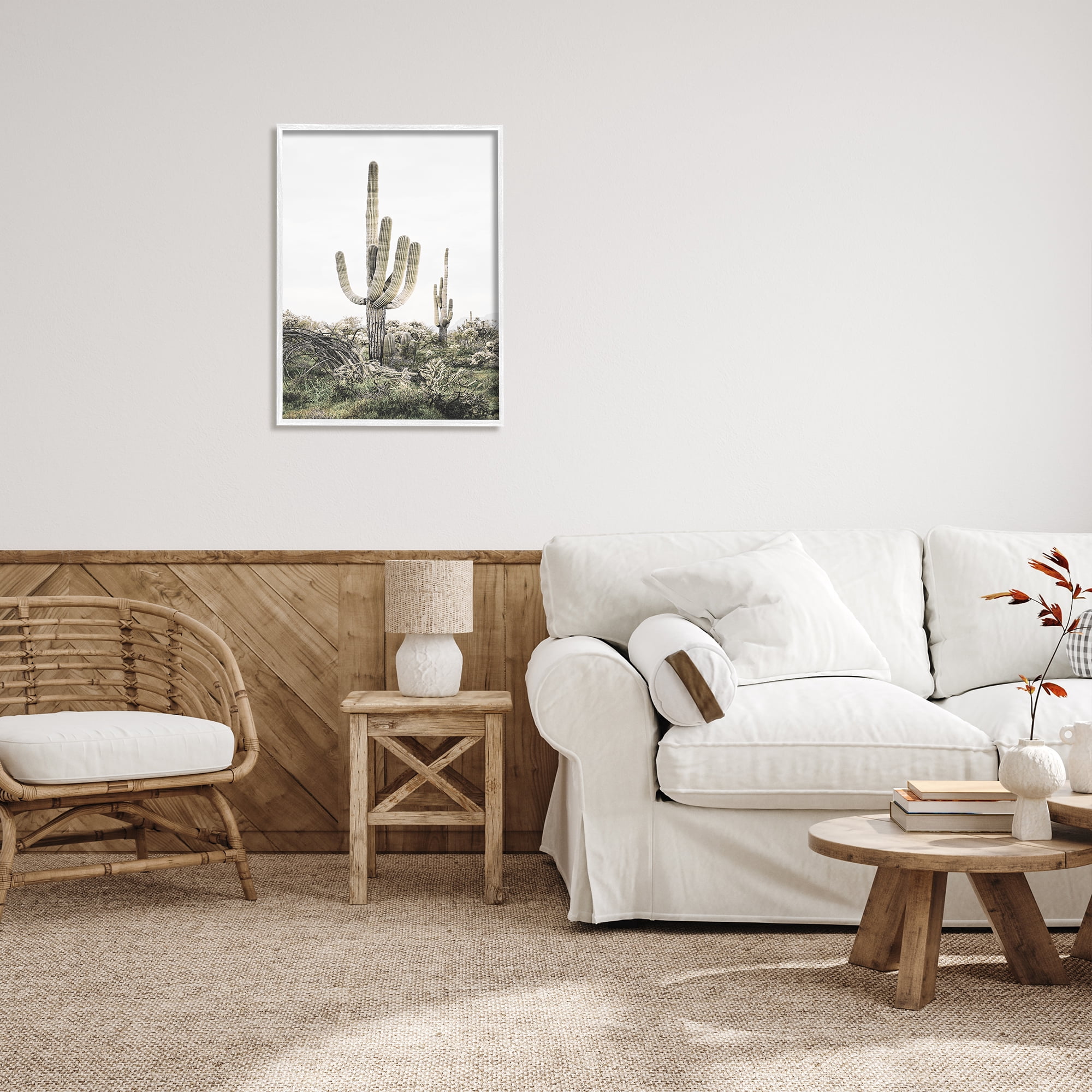 Stupell Industries Desert Landscape Cacti Botanical & Floral Photography White Framed Art Print Wall Art, 24 x 30