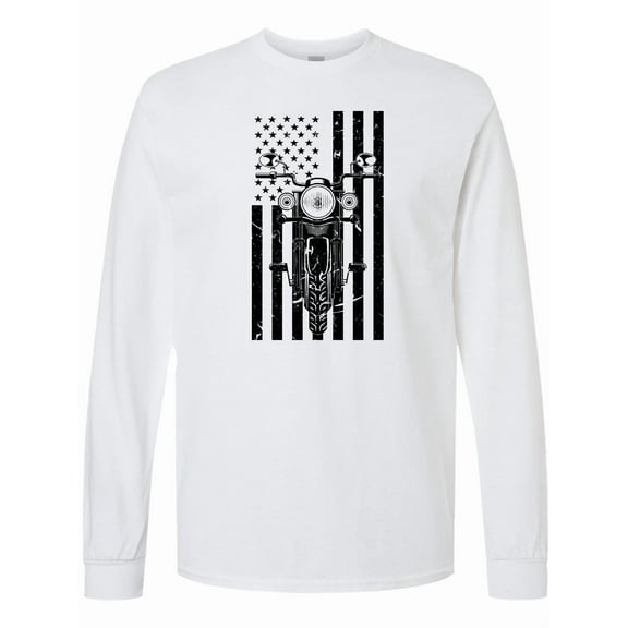 Inktastic Distressed Motorcycle Flag Long Sleeve T-Shirt