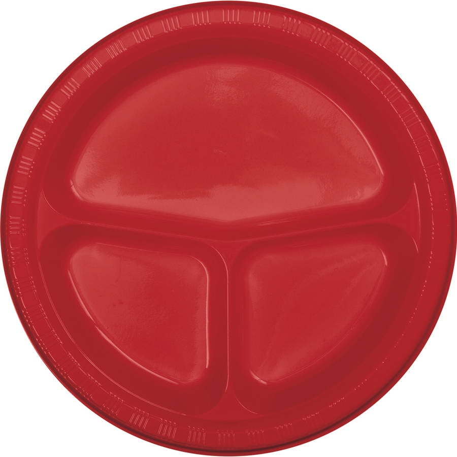 Classic Red Divided Banquet Plates, 20Pack