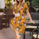 thumbnail image 3 of Fotbe Halloween Witches Gnome Vestido Largo de Moda para Mujer, Vestido Tipo Camiseta con Manga Corta y Estilo Casual a Rayas y Bloques de Color, 3 of 6