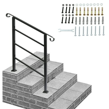 BENTISM Handrail Outdoor Stairs, Outdoor Handrail 48 x 35.5 Inch Black ...