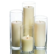 Richland Pillar Ivory Candles & Eastland Cylinder Holders Set of 4