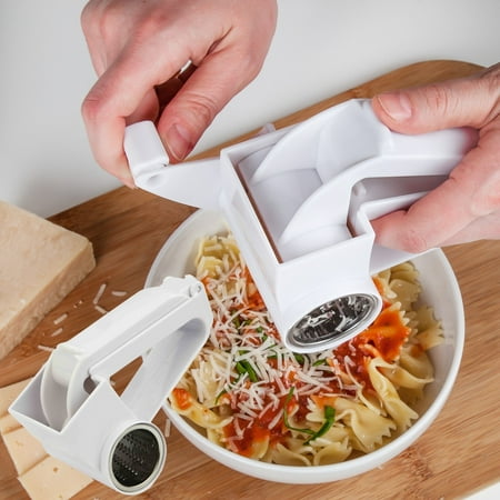 

Restaurant Cheese Grater - Handheld Rotary Cheese Grater - Cheese Vegetable Nut Grater - Steel Kitchen Shredder for Right- and Left-Handed Cooks