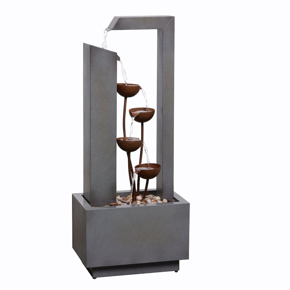 Hi-Line Gifts Cascading Cups Outdoor Garden Water Fountain - 38.25"