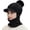 Black, variant on 3 in 1 Winter Knitted Beanie Hat Face Neck Warmer Set for Women Girls Fleece Lining Ski Caps with Pompom