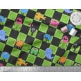 thumbnail image 3 of Soimoi Green Cotton Voile Fabric Check & Monster Cartoon Print Fabric by the Yard 42 Inch Wide, 3 of 3