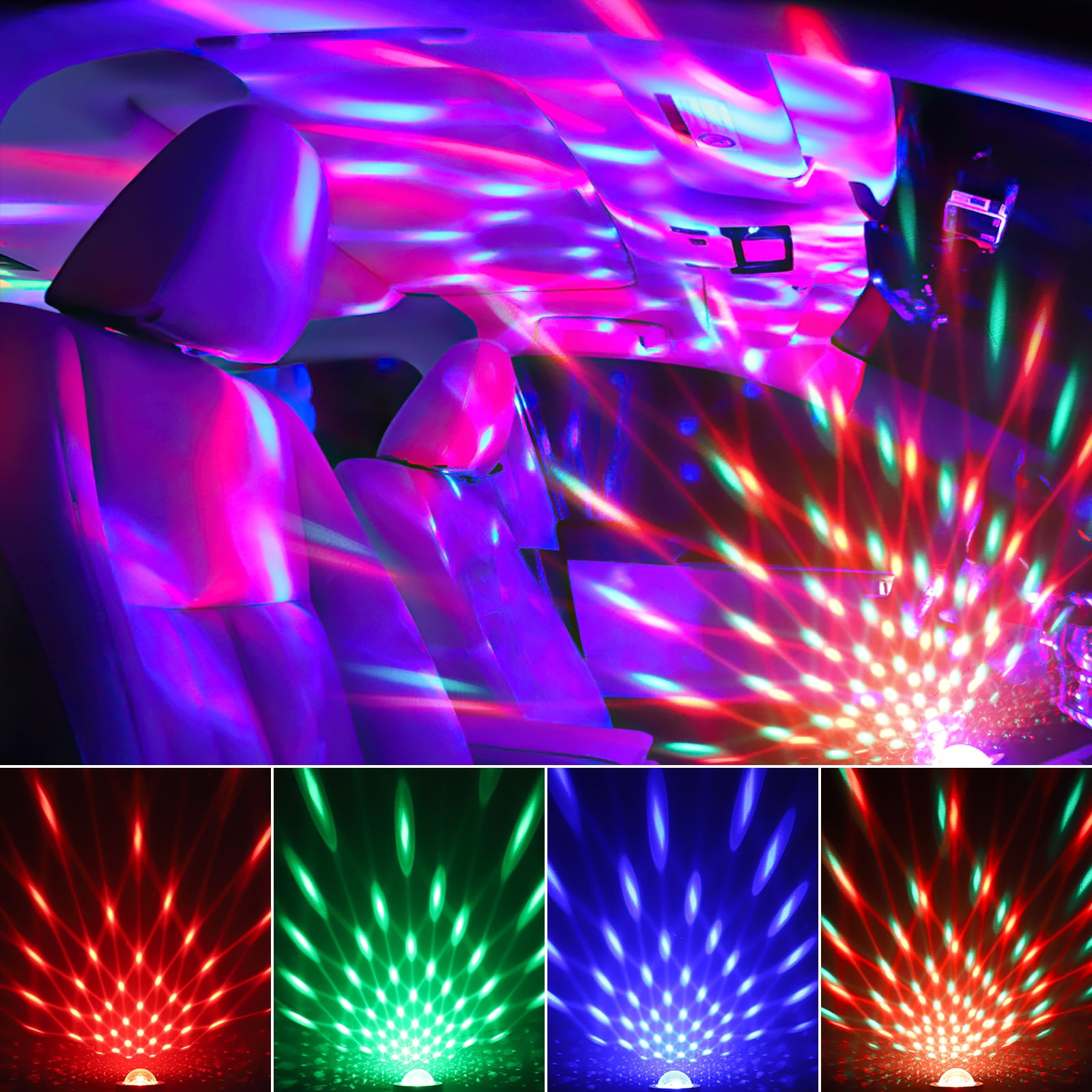 2 Pack LED Disco Ball Light, Sound Activated RGB Party Lights, Mini Stage Lighting for DJ, Home, Bar and Holiday Decor