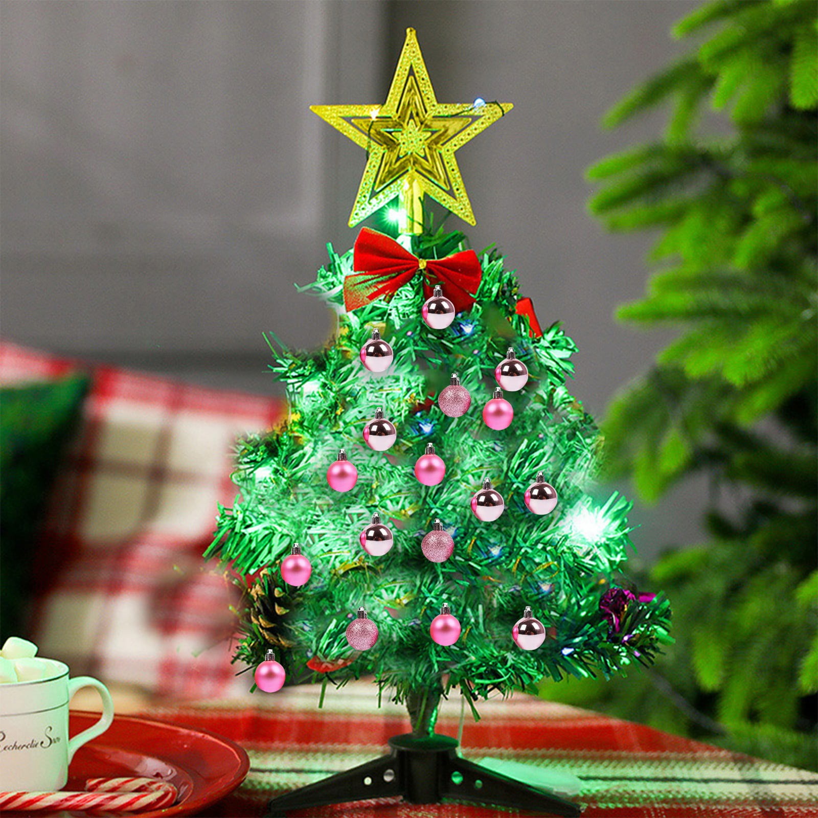 Boules De Noël Incassables - Lot De 24 Boules De 3 Cm, Colorées, Avec Ficelle - Déco Sapin Intérieur/extérieur - Vert, Rouge, Brillant - 12