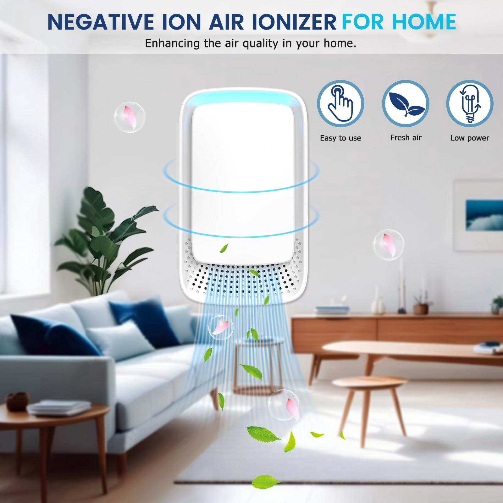 Plug-in Air Purifier for Home, Ozone-Free Mini Odor Eliminator for Bedroom and Pet Area, Quiet Smoke and Dust Remover, [4/6/8] Pack, White