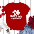 thumbnail image 4 of Chandails Mignons pour Couples Assortis de la Saint-Valentin, T-Shirt Décontracté à Manches Courtes à Col Rond, Blouse Ample à Imprimé de Lettres, T-Shirt Confortable, Doux et Respirant, Blouse pour Lui et Elle, Tee Rouge TG, 4 of 5