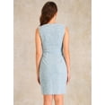 thumbnail image 3 of DARING DIVA Tweed Boat Neck Plaid Sheath Dress XS Light Blue, 3 of 6