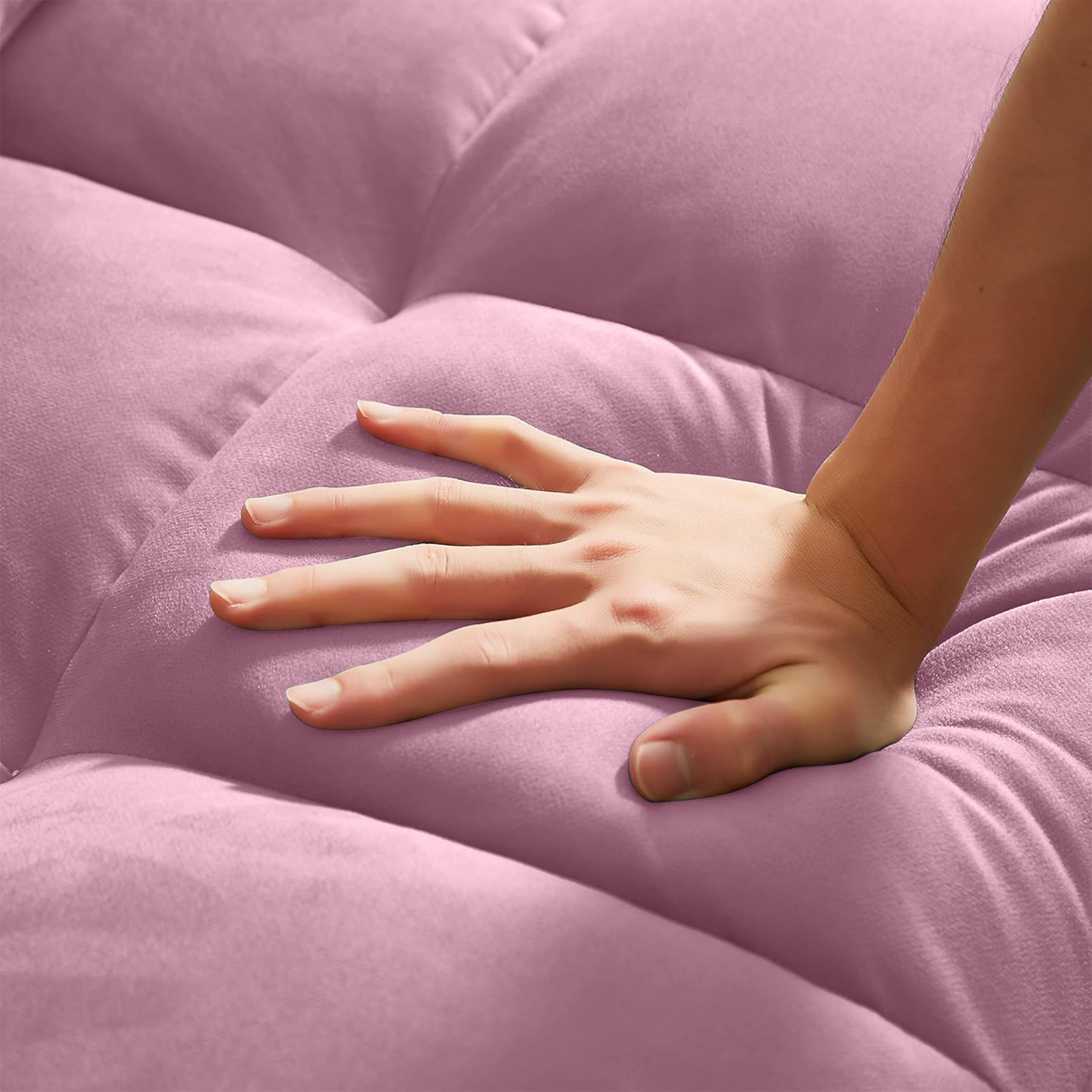 EPOWP Convertible Sofa Bed, 3 in 1 Pull Out Sleeper Loveseat Couch with Storage, Pink