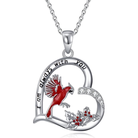 CACA LADY Red Cardinal Necklace 925 Sterling Silver Cardinal Bird Pendant Necklaces Cardinal Jewelry Gifts for Women Wife Friends