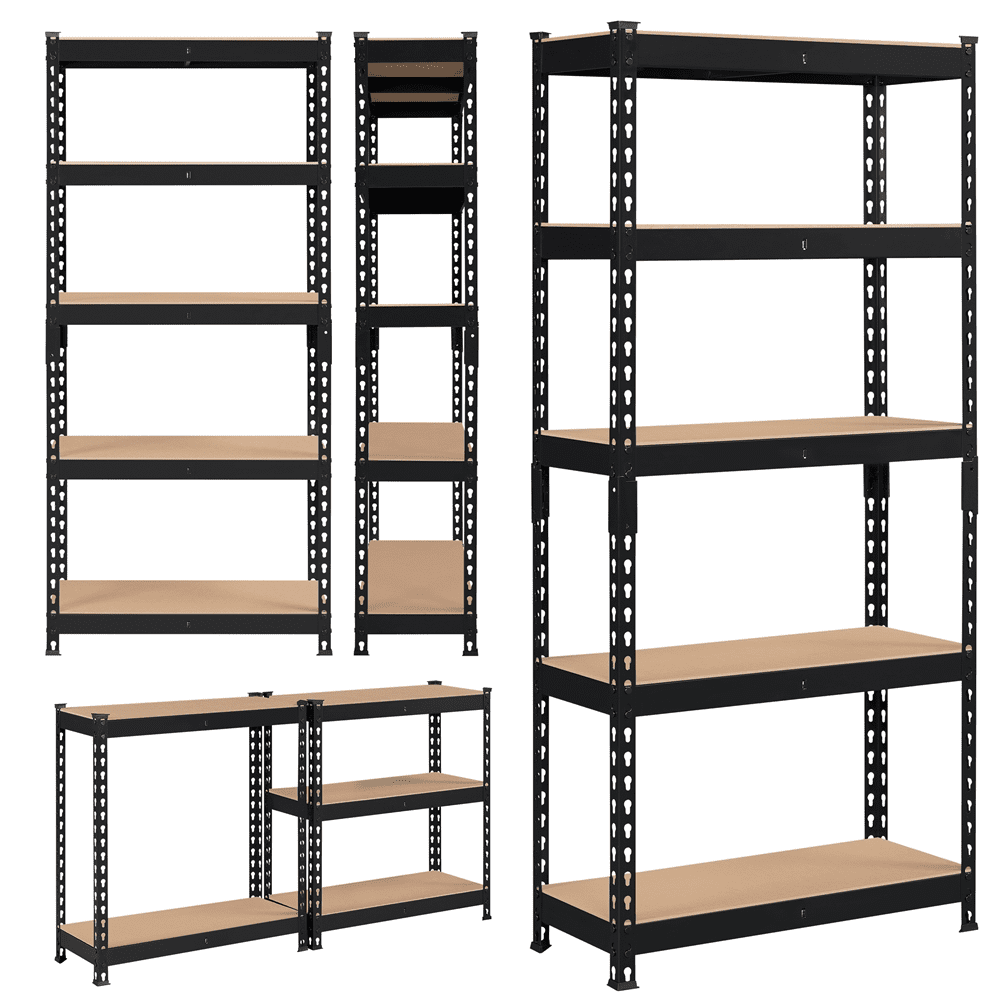Alden Design 3 Pack 5 Tiers Metal Storage Shelf, Black