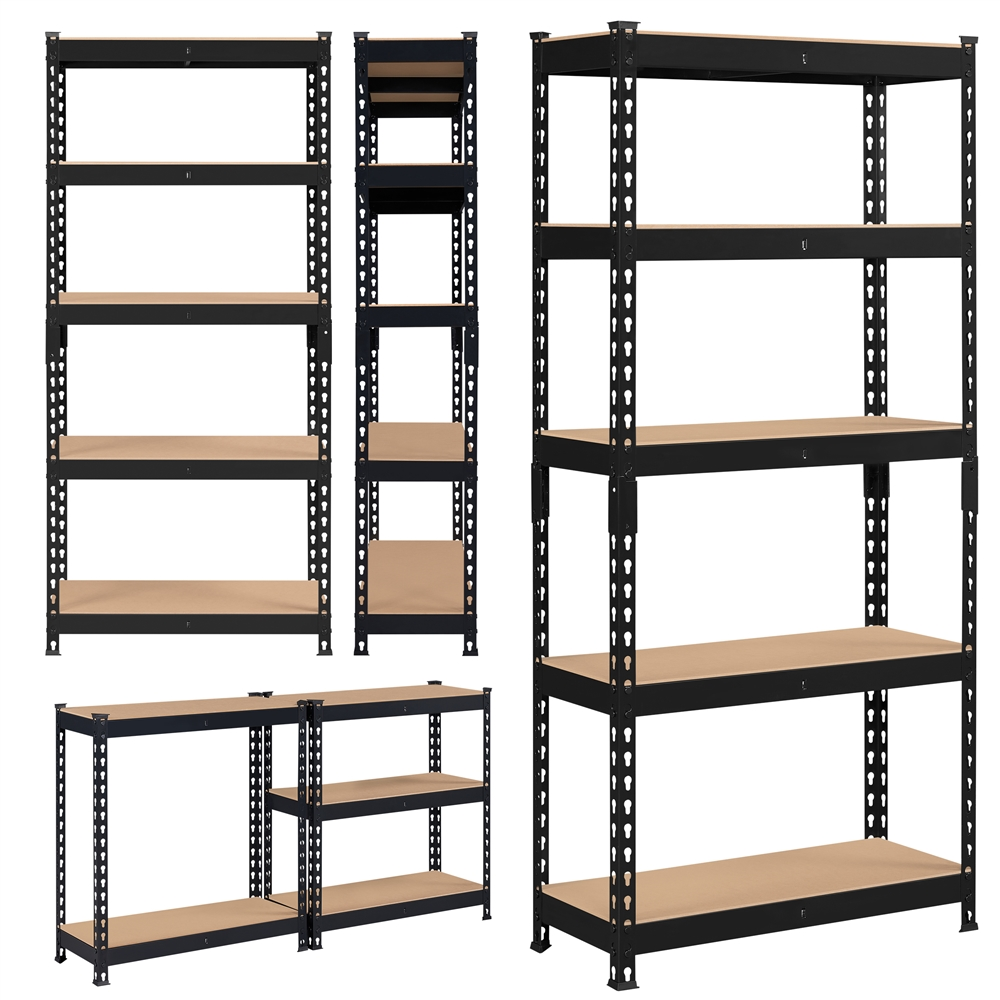 Smile Mart 5-Shelf Boltless & Adjustable Steel Storage Shelf Unit, Black, Holds up to 330 lb Per Shelf, 3 Pack - image 8 of 9