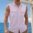 thumbnail image 2 of Plus Size Big & Tall, Men's Solid Color Vintage Tank Top Cotton Casual Sleeveless Muscle Fit Button Down Pocket Tee Breathable Summer Beach Gym Streetwear Vacation | TOPLIU,Watermelon Red 3XL, 2 of 8