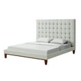 thumbnail image 2 of Inspired Home Saverio Linen Bed Button Tufted Queen, Beige, 2 of 9